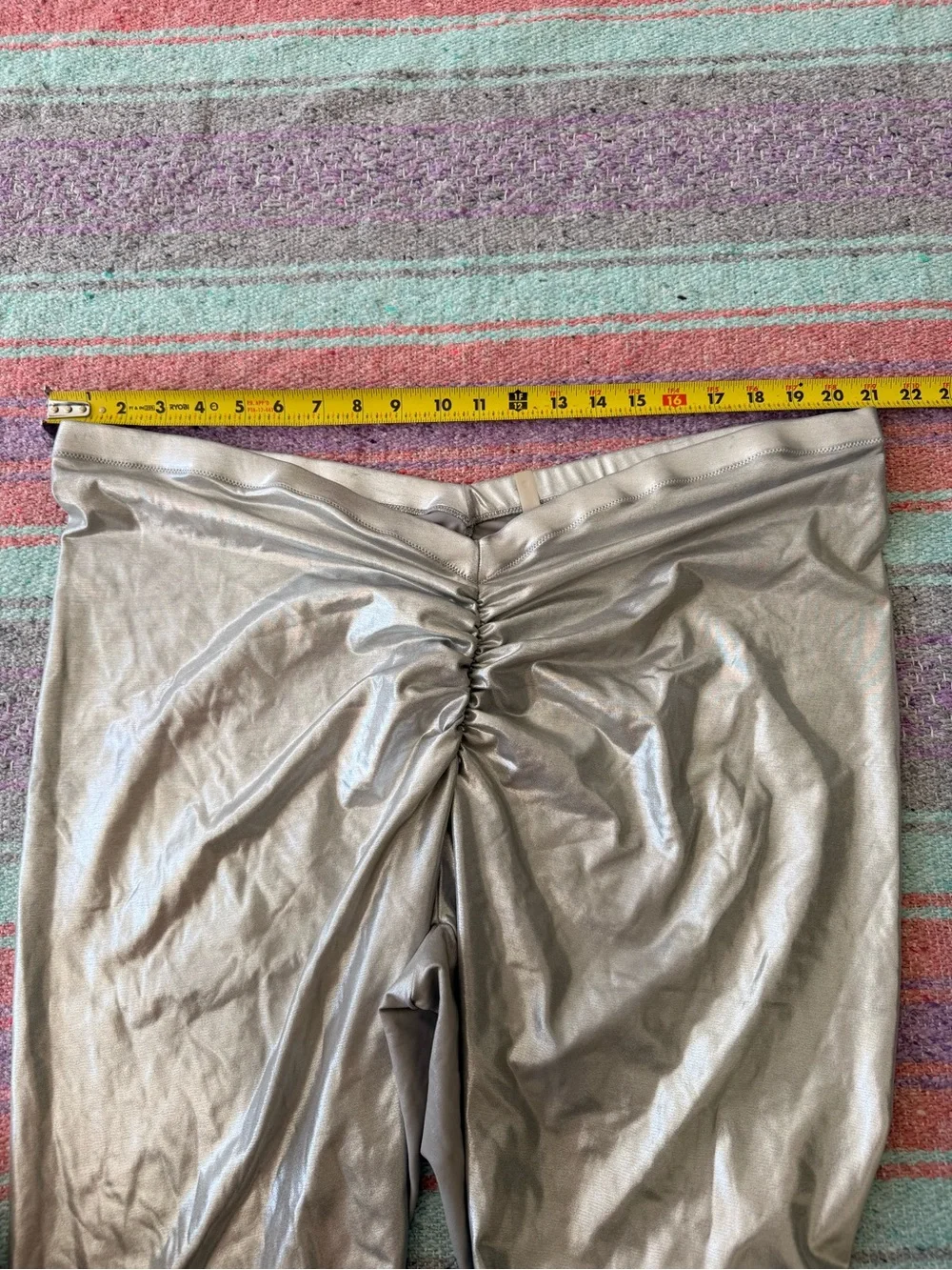 SKIMS Metallic Silver Swim Capri Leggings 4X Shaping Swim Bottoms